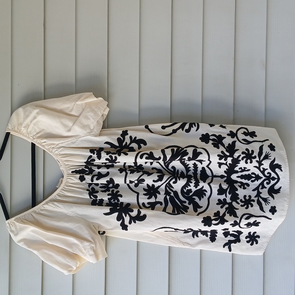 Free People Cream Dress with Black Floral Embroidery and Pockets, P2P 18 - Picture 7 of 9